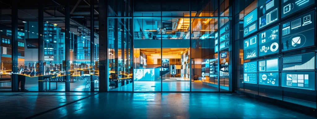 Best Brand Optimization Services - Hawkeye Digital Creators 6 a dynamic digital landscape showcasing vibrant marketing strategies seamlessly integrated into a modern business environment, illuminated by soft, ambient lighting to evoke innovation and growth.
